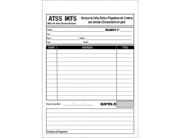 Talão de Pedido - 10 Talão 14x20CM / 50x2 vias ou 100x1 via/ grampeado / serrilhado / papel sulfite 75G 1x0 COR