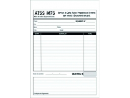 Talão de Pedido - 20 Talão 14x20CM / 50x2 vias ou 100x1 via/ grampeado / serrilhado / papel sulfite 75G 1x0 COR